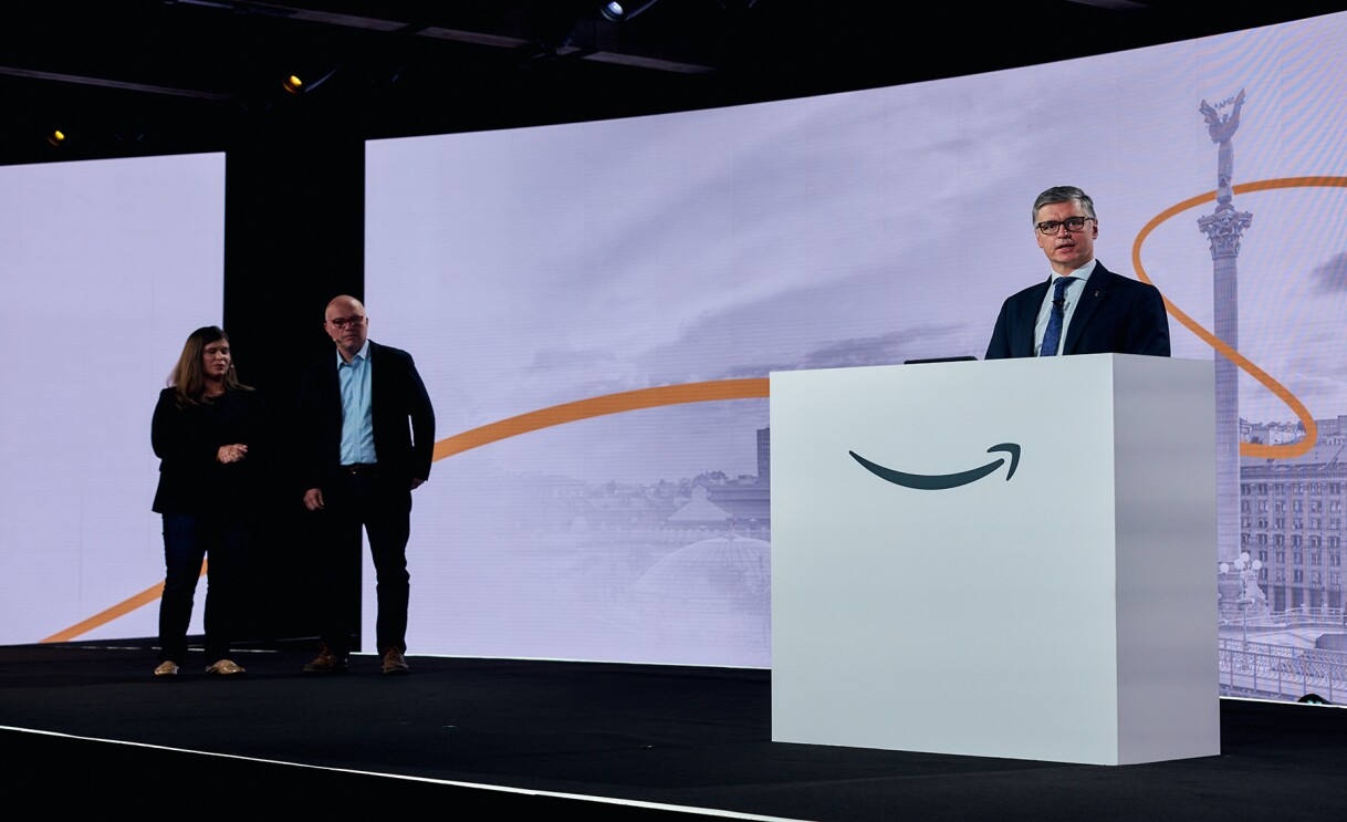Ukrainian ambassador to the UK speaking at AWS event